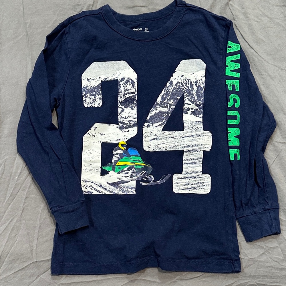 GAP Kids Navy Long Sleeve Shirt with Snow Graphic
